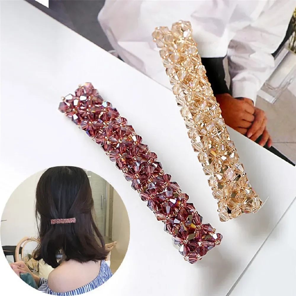 

Color Crystal Spring Hair Clips Pins Handmade Beads Hair Barrettes For Women Girl Fashion Simple Hair Accessories Headwear