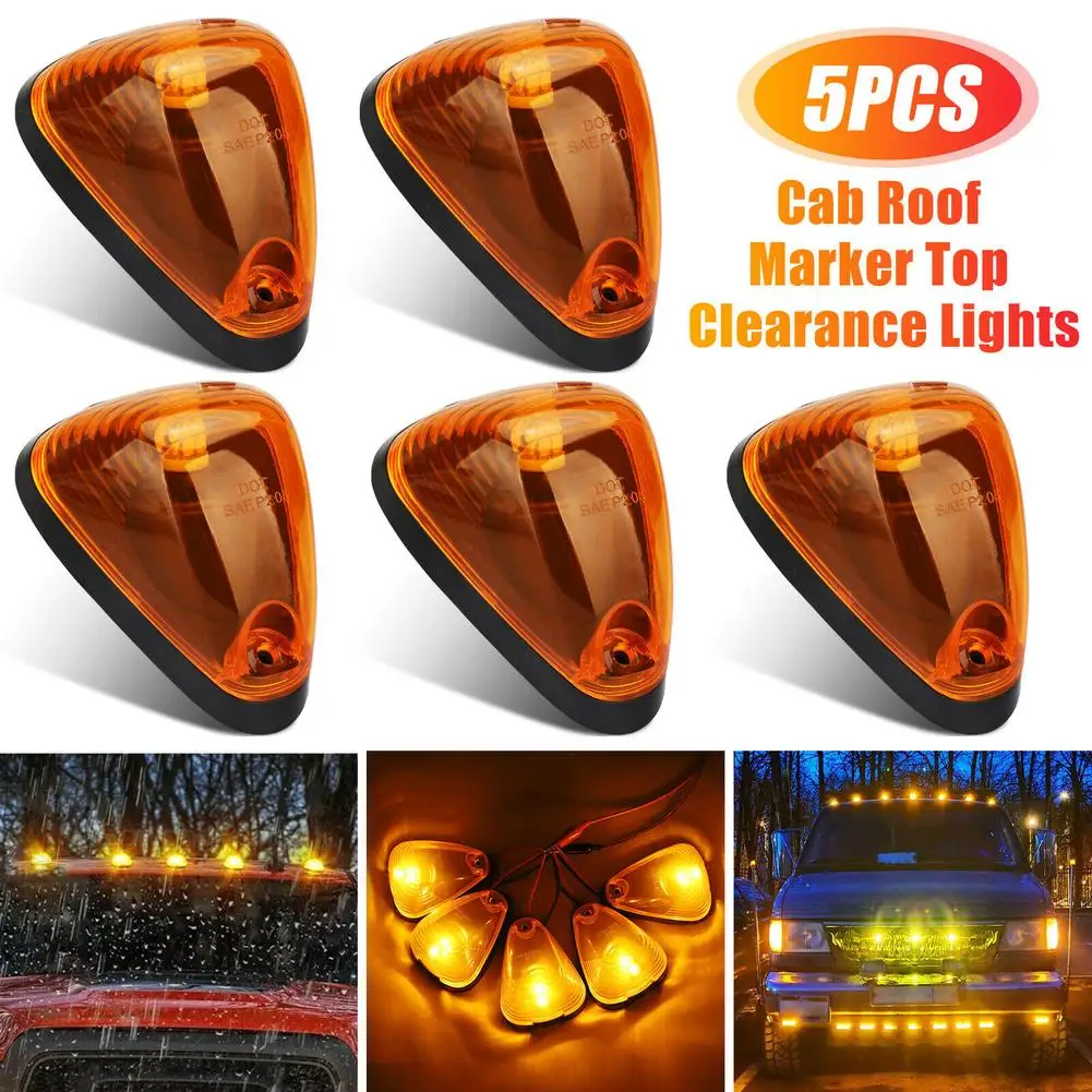 

5x Cab Roof Top Marker Running Car LED lights Lamp Amber Smoked Lens Bulbs Signal Cabus for Trunks Pickup 99-16 Ford Super duty