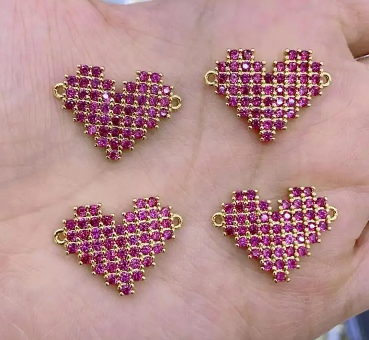

1pcs CZ rose heart Charms Copper Cubic Zirconia Bracelet Connectors DIY Charms Jewelry Making Accessories fg4s
