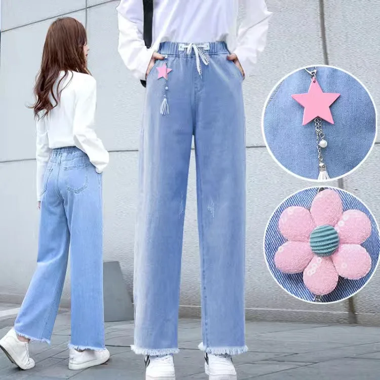 

Джинсы женские с завышенной талией, модные штаны из денима с широкими штанинами, уличная одежда для девушек и женщин