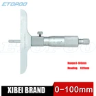 0-100 мм Микрометр глубины 100 мм 0,01 мм Микрометр с 4 стержнями измерительный штангенциркуль инструмент