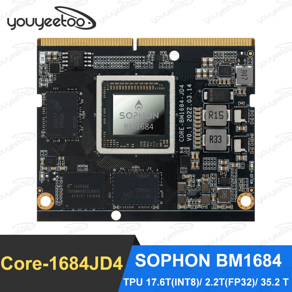 Youyeetoo Core-1684JD4 AI Core board SOPHON BM1684 Octa-core A53 большая память и высокая вычислительная мощность 6 Гб/12 Гб LPDDR4/LPDDR4X