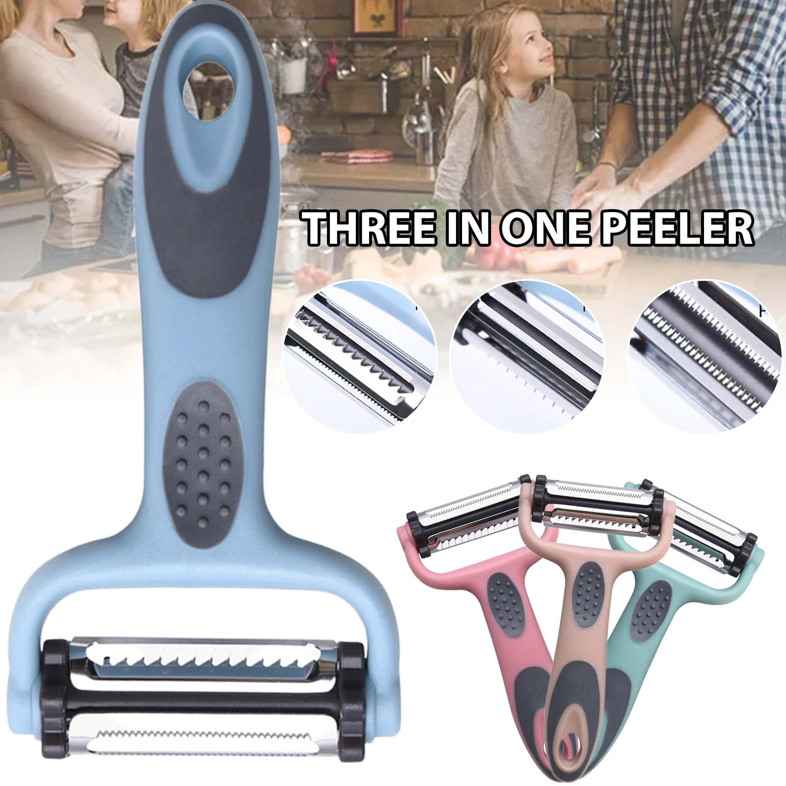 

3-in-1 Peeler Shredder and Slicer Multifunctional Vegetable and Fruit Tools Non-stick Flexible Multi-purpose Durable B99