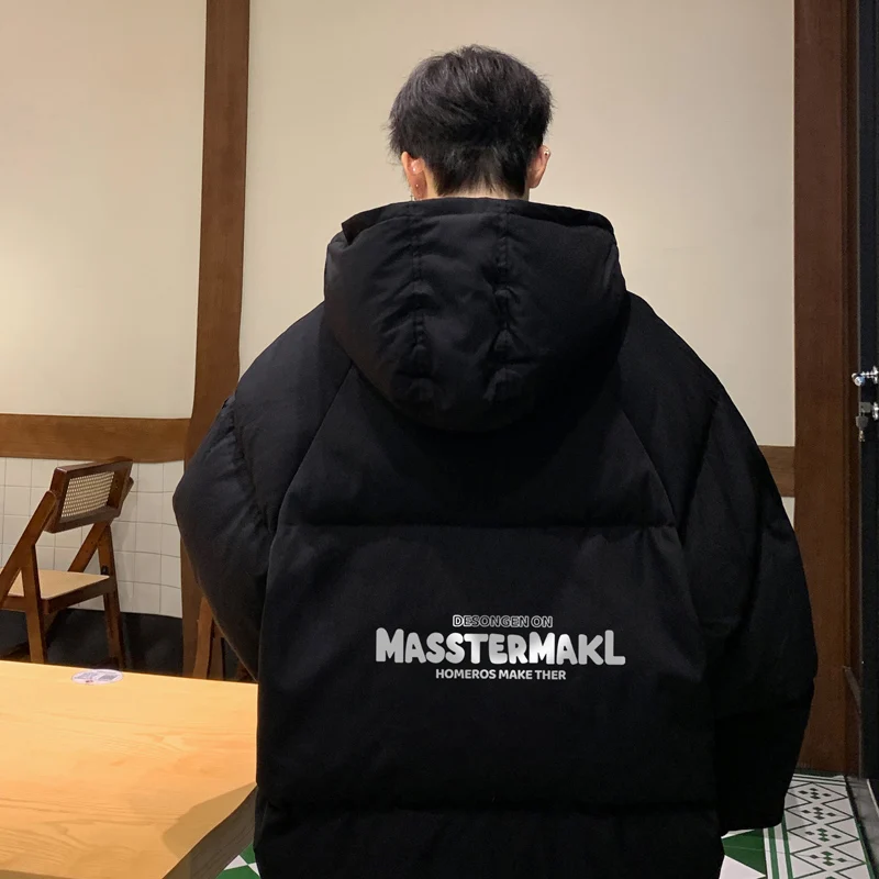 Winter Bread Jacket Fashion for Men Warm Male Parkas Big Size Letter Print 5XL Men's Cotton Coat Oversize Clothing 2024