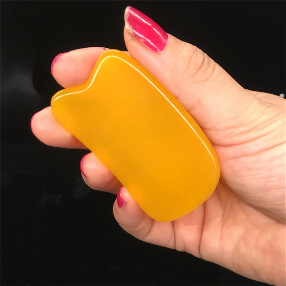 

Yellow Gua Sha Scraper Guasha Board Plastic Scraping Board for Back Face Eye Meridian Beeswax Color Scraping Sheet