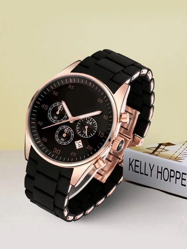 Браслет мужской из нержавеющей стали с силиконовым покрытием для часов в стиле