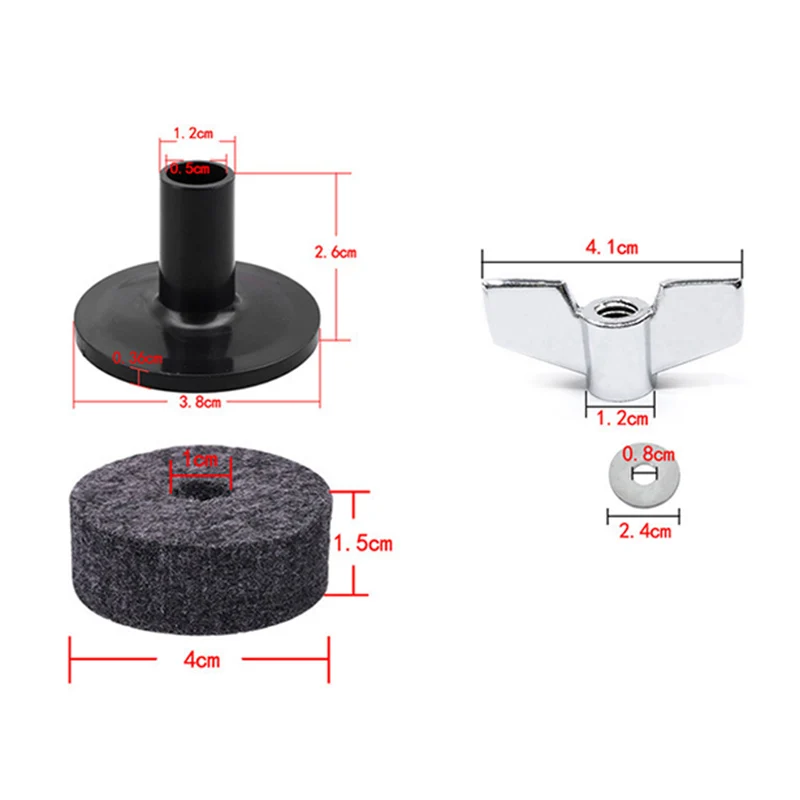 

Practical Drum Set Cymbal Felts+Sleeves+Wing Nuts+Washers Set for Hi-Hat Cymbal Percussion Instrument Parts