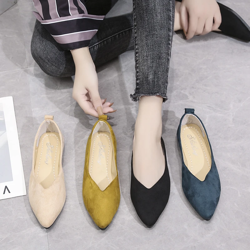 

Women's Shoes Pumps Knitting Breathable Ladies Pointed Toe Female Comfort Shoes Slip on Shallow Ladies Loafers Office Low Heels