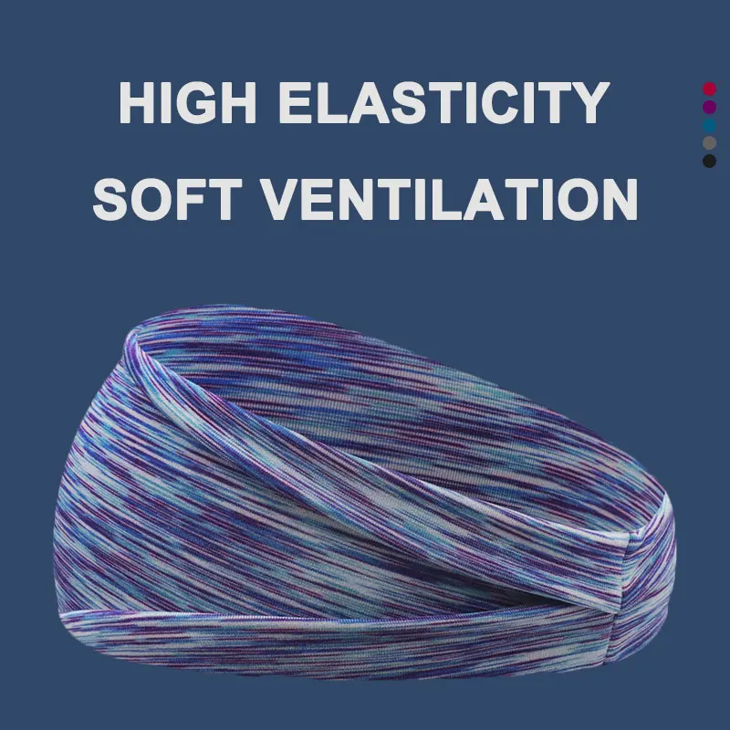 

Summer Sports Sweatband Elastic Men Hair Band Fitness Yoga Sport Head Band Wide Brimmed Unisex Multi-Purpose Knitted Headscarf