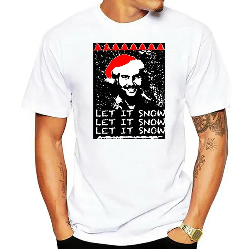 

Mens T Shirt Pablo Escobar Snow Ugly Xmas Let It Snow Tee 2022 fashion t shirt 100% cotton tee shirt tops wholesale tee