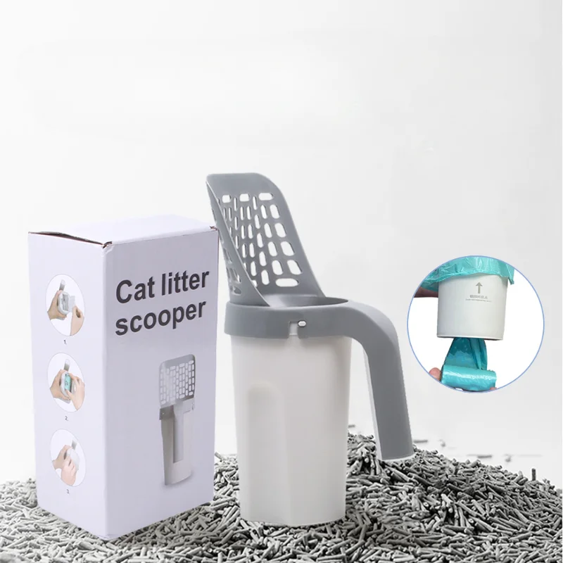 

Cat Litter Scoop with Refill Bag Holder Integrated Detachable Deep Cat Litter Shovel Kitten Litter Box Cat Supplies Arenero Gato