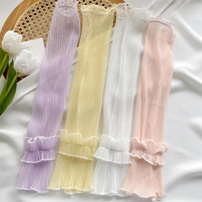 

Women Sun Protection Sleeves Summer Long Fingerless Gloves Gloves Lady Thin Lace Mesh Arm Sleeve Sunscreen Breathable Mittens