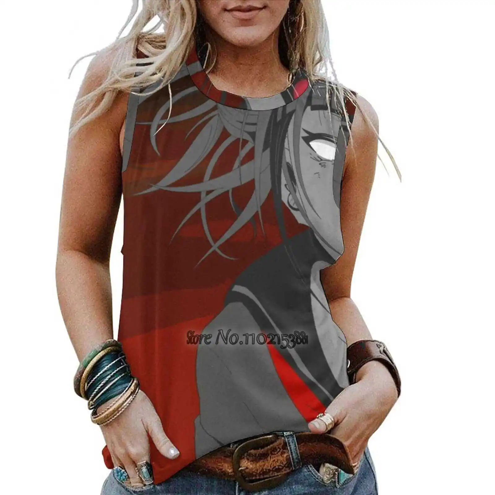 

Toga Print Tank Top Women Sleeveless Summer Vest Tank Tops Loose Female Toga Himiko Villain Vanguard Action Squad Tomura