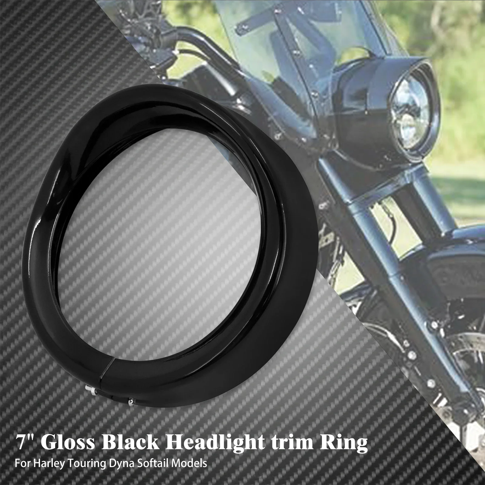 

Мотоциклетный 7-дюймовый светодиодный козырек фары 4,5-дюймового козырька ближнего света, кольцо, глянцевый черный для Harley Touring Electra Street Glide
