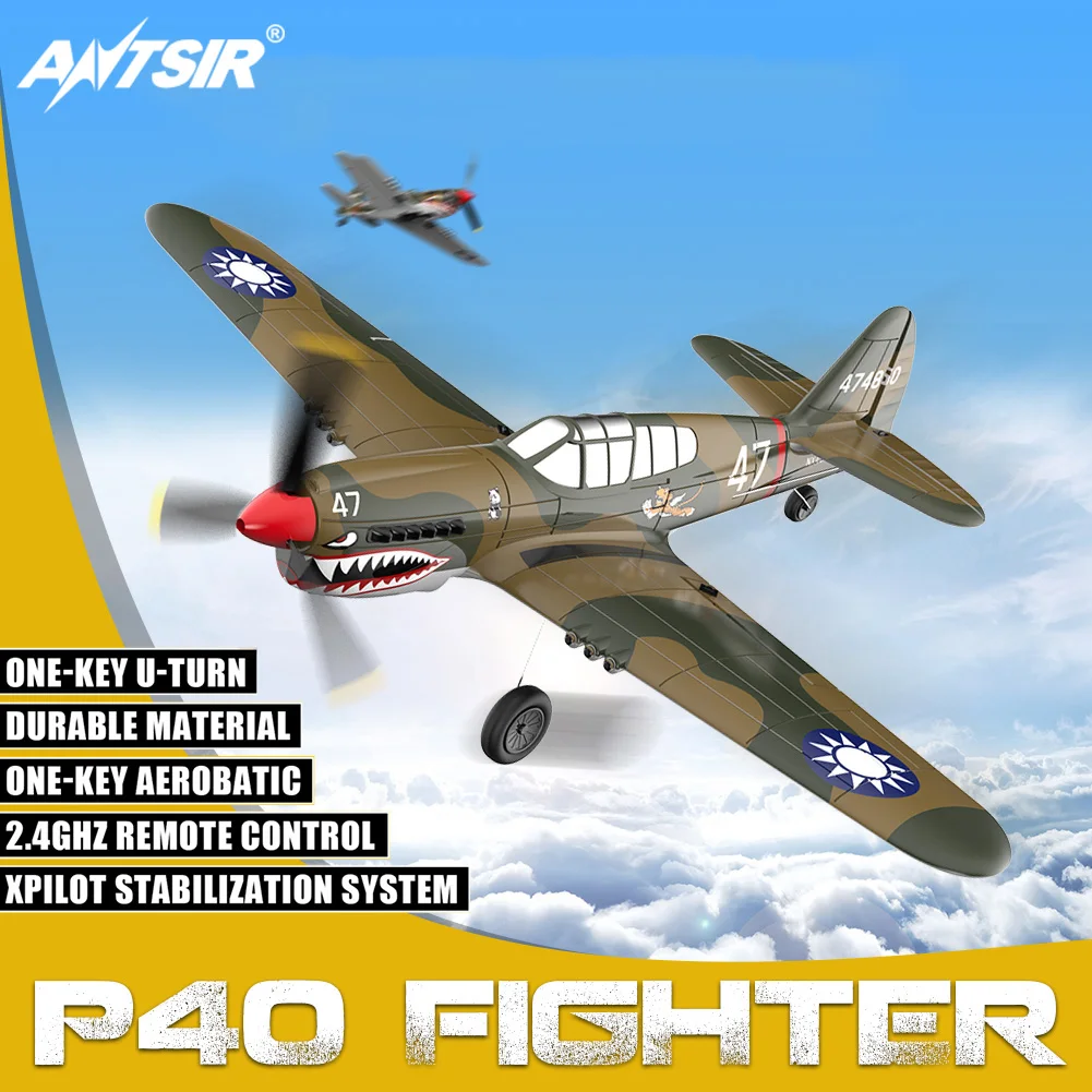 

P40 RC Plane 2.4GHz 4CH EPP 6-Axis Gyro Remote Control Airplane One-Key U-Turn Aerobatic RC Fighter Aircraft RTF 761-13 Toy Gift