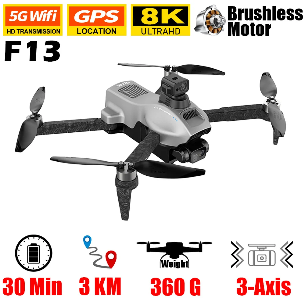 

F13 Drone 8K Professional HD Camera 3KM GPS EIS 3-Axis Anti-Shake Gimbal Obstacle Avoidance 5G FPV Brushless Quadcopter RC dron