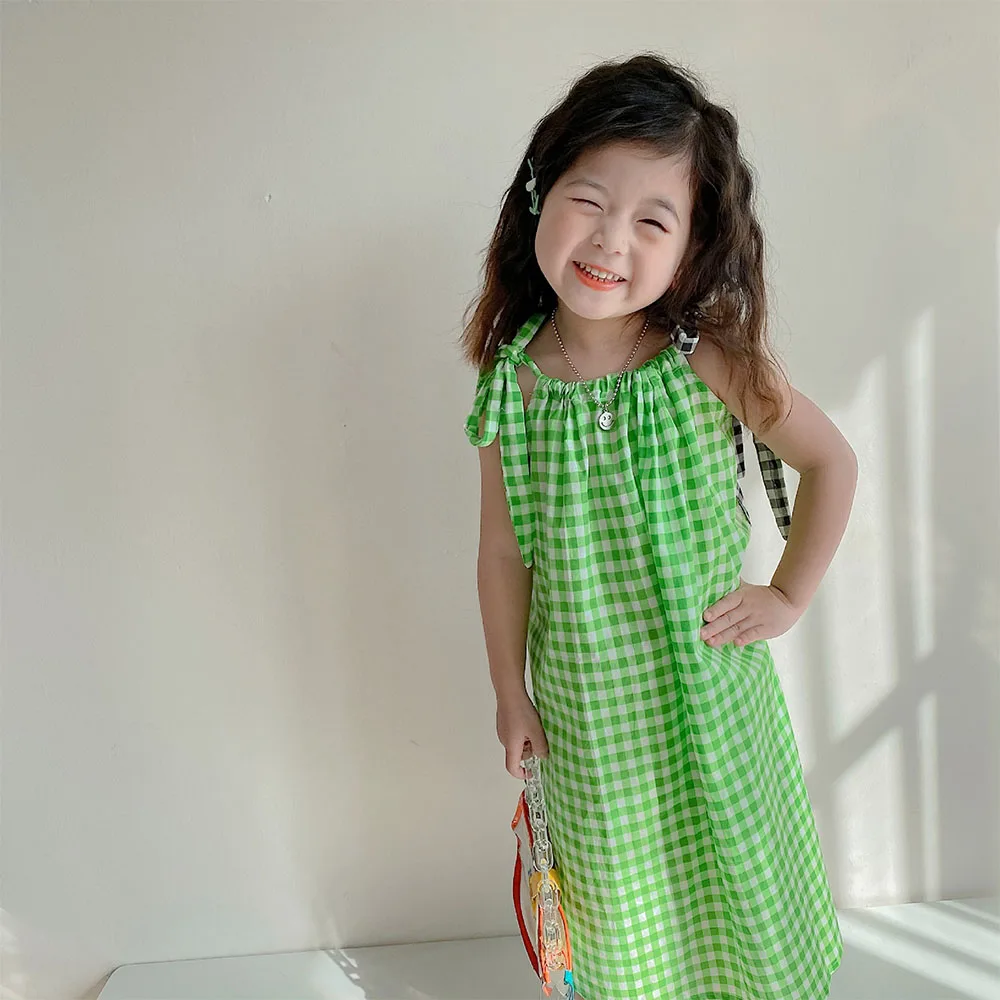 

Платья для маленьких принцесс Keelorn, новинка 2022, летняя Клетчатая одежда в богемном стиле без рукавов, с круглым вырезом, длиной до колен, детс...