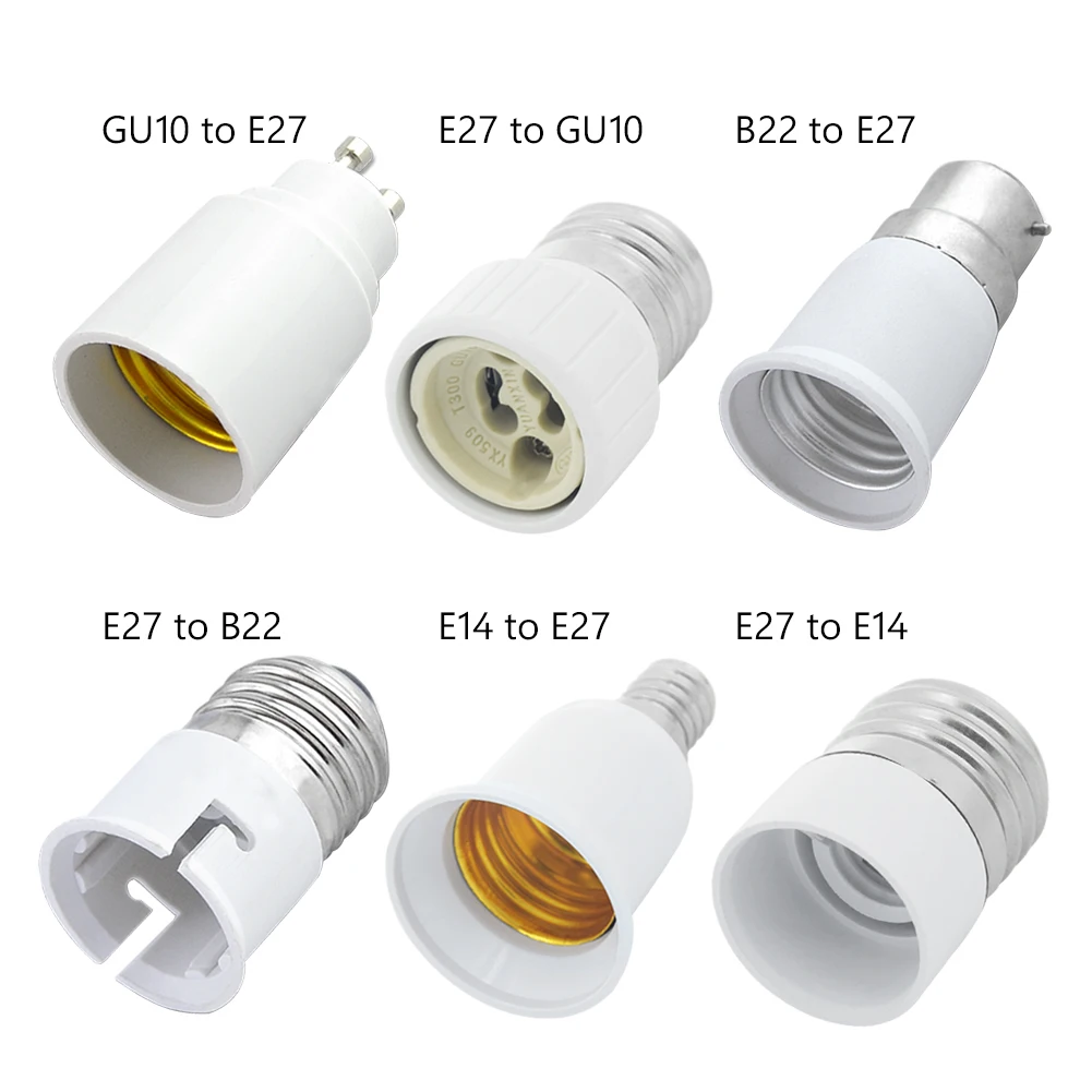 

B22 GU10 E27 E14 Led Lamp Bulb Base Converter Light Extender Lamp Fireproof Material Conversion Socket Adaptor Holder Bulb Base