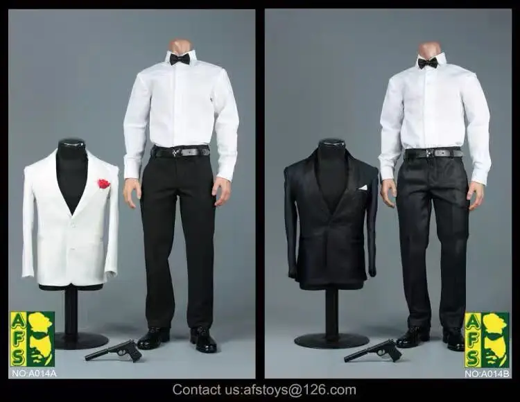 

AFS A014 1/6 British Style Agent Suit Male Figure Clothes Shoes Set with Pistal Model
