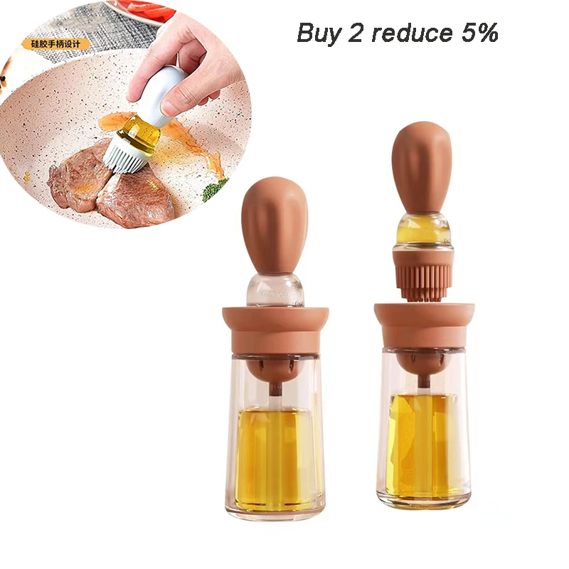 

1pcs Oil Dispenser Cooking Accesories BBQ Bottle with Silicone Brush 2 In 1 Dropper Measuring fried steak Baking Grill Brushes