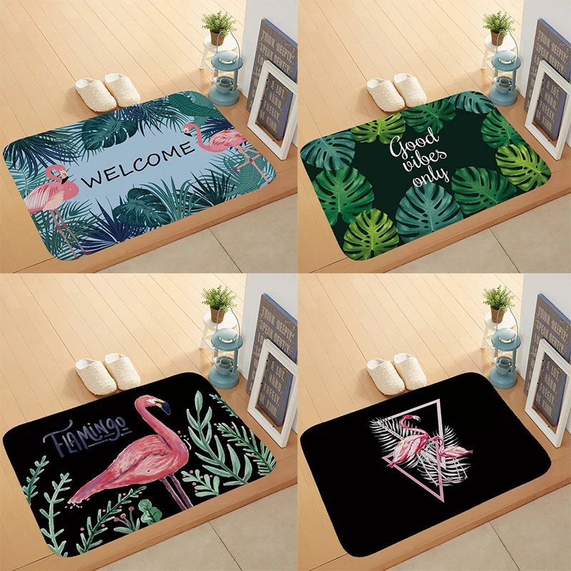 

Floral Flamingo Animal Pattern Floor Mat Bedroom Anti-slip Deer Head Entry Mat Welcome Mat Mat Home Kitchen Rug Floor Rug Door