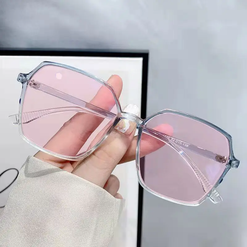 Купи Photosensitive Color Changing Sun Glasses Gradient Myopia Glasses Women's Anti Blue Light Large Frame Sunglasses Degree 0 To-6.0 за 318 рублей в магазине AliExpress