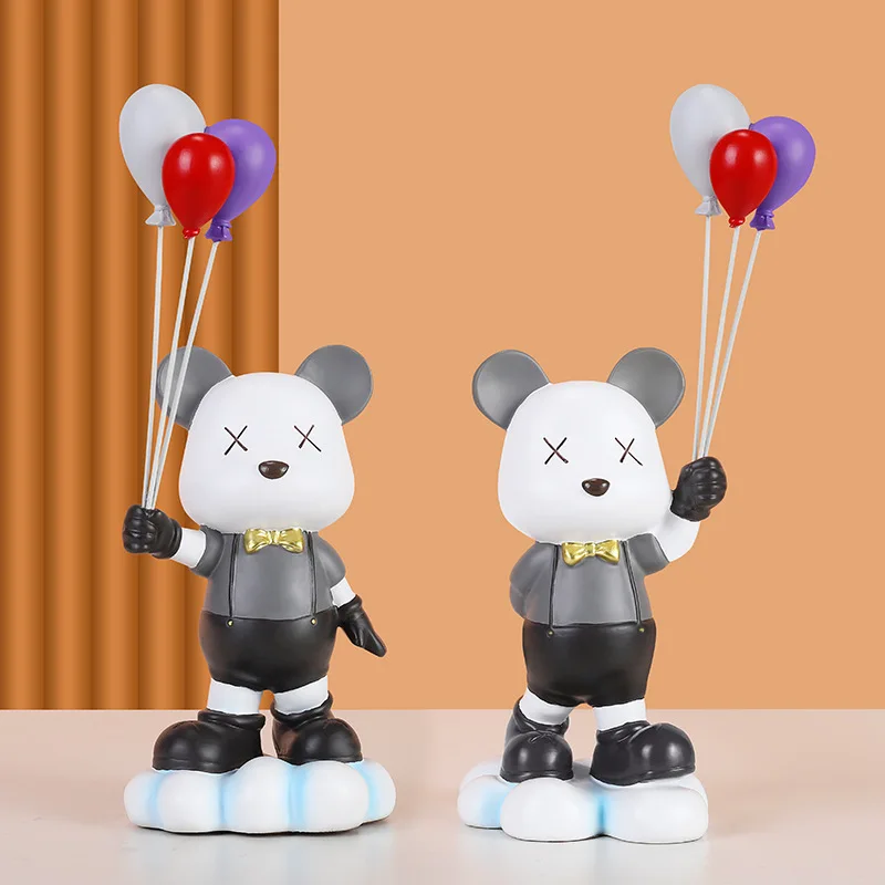 

1 Pair Resin Balloon Bear Ornament Animal Statue Nordic Home Decoration Desk Accessories Cute Room Decoration Gifts For Children