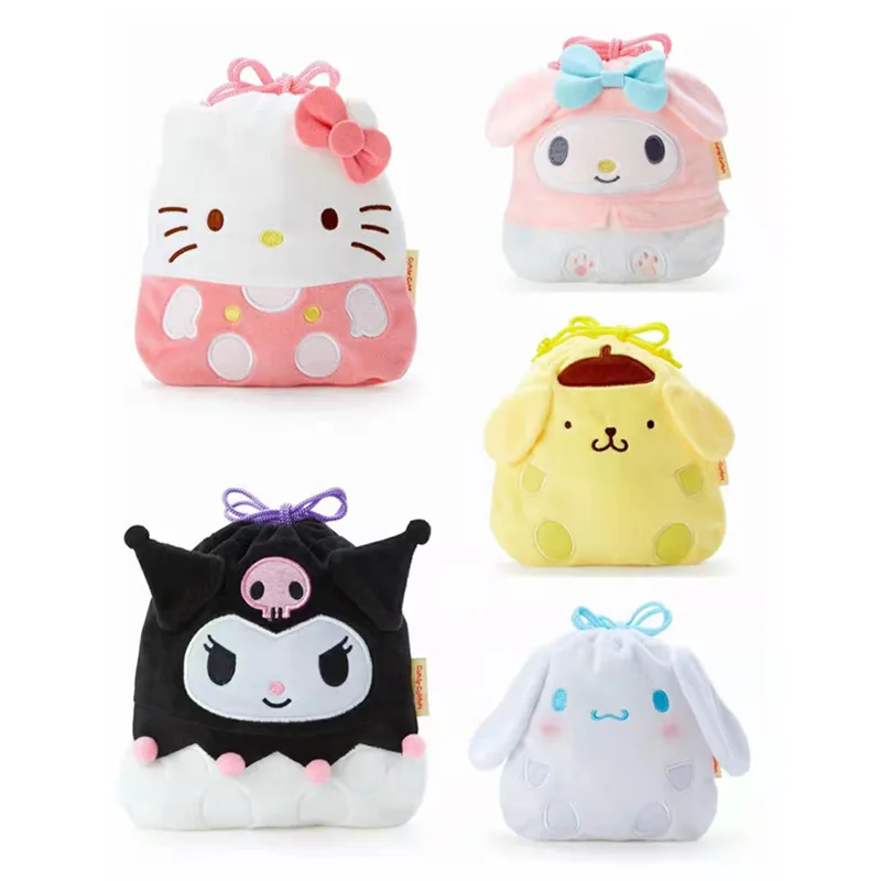 

Sanrios аниме Cinnamoroll Kt шнурок Карманный Кошелек для монет Органайзер Kuromi My Melody желающий кролик шнурок карман плюшевый подарок