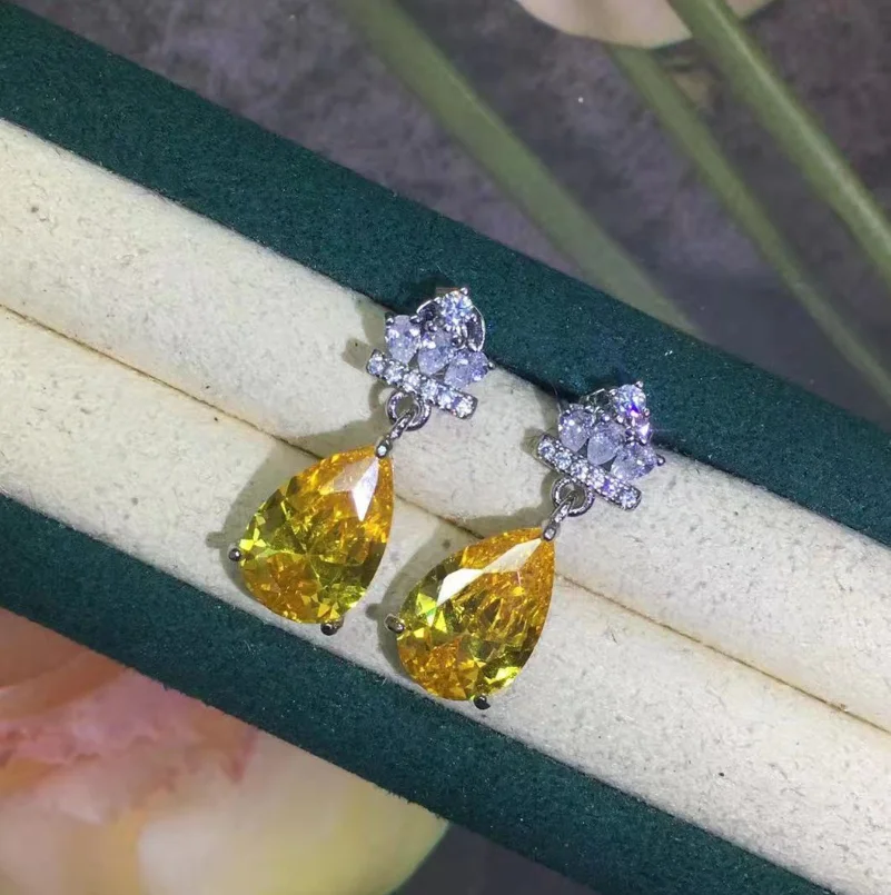 

ANGLANG Luxury Water Drop CZ Stud Earrings Women Pink/Yellow/White/Blue Simple Elegant Earrings Wedding Trendy Jewelry