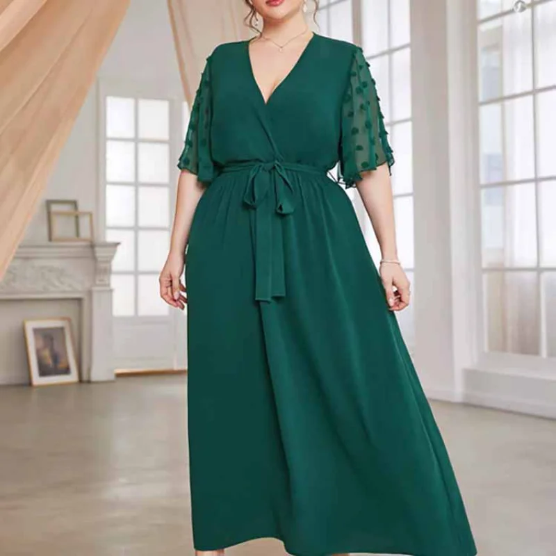 

2023 New Polka Dot Simple Skirt Elastic Waist Printed Dress Large Women's Style