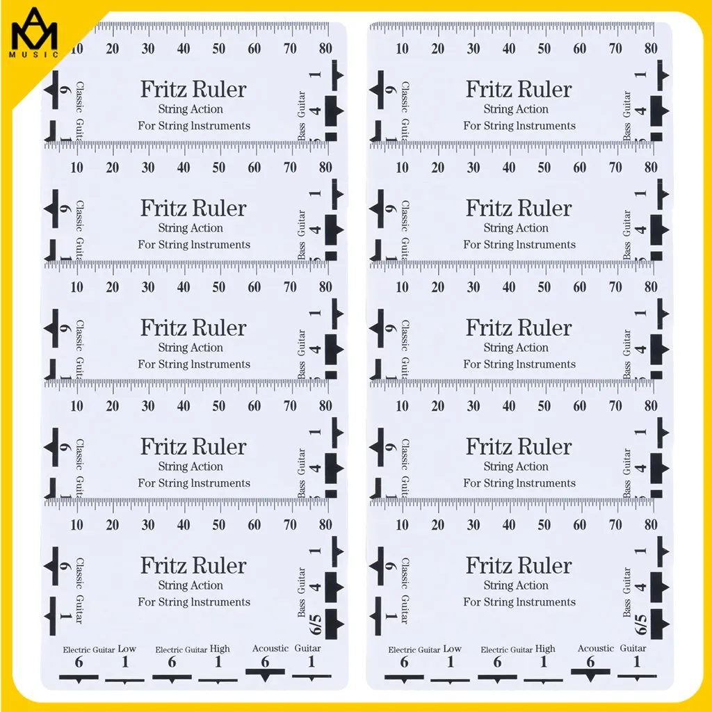 

10pc Fritz Ruler Guitar String Action Gauge Ruler String Pitch Ruler Card Luthier Tool for String Instruments
