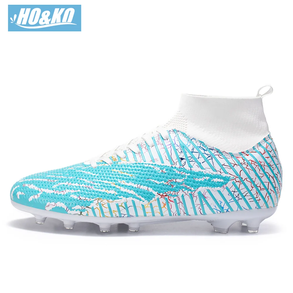 

New Men Turf Outdoor Soccer Shoes Football Boots Comfortable Training Ultralight Non-Slip Futsal Cleats Long Spikes High Ankle