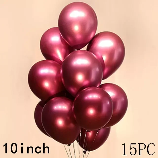 

50/15pcs 10inch Gold Silver Black Metal Latex Confetti Balloons Wedding Decorations Matte Globos Birthday Party Decorations