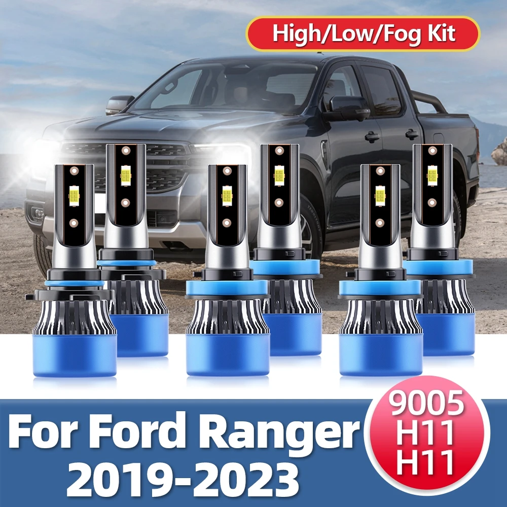 2/6 шт светодиодные лампы Turbo, фары для автомобиля, автомобильные Противотуманные фары 15000LM CSP 12V 6000K, белые для Ford Ranger, 2019, 2020, 2021, 2022, 2023