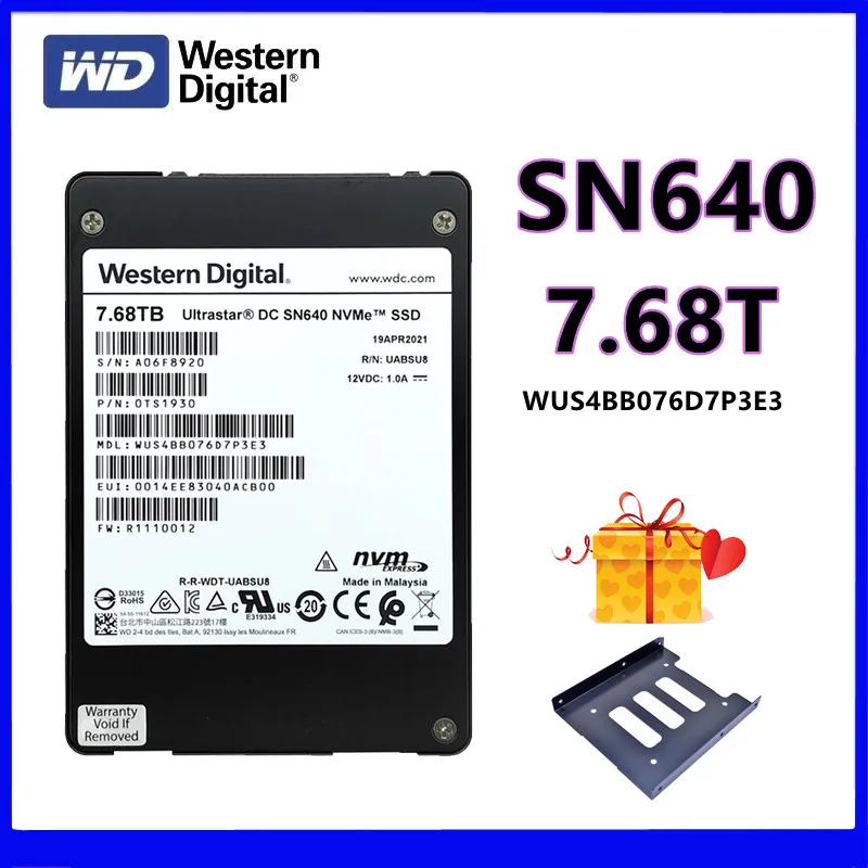 

Promotion WD SN640 7.68TB SSD WUS4BB076D7P3E3 U.2 Server Solid State Drive Ultrastar DC NVMe Hard Disk Western Digital
