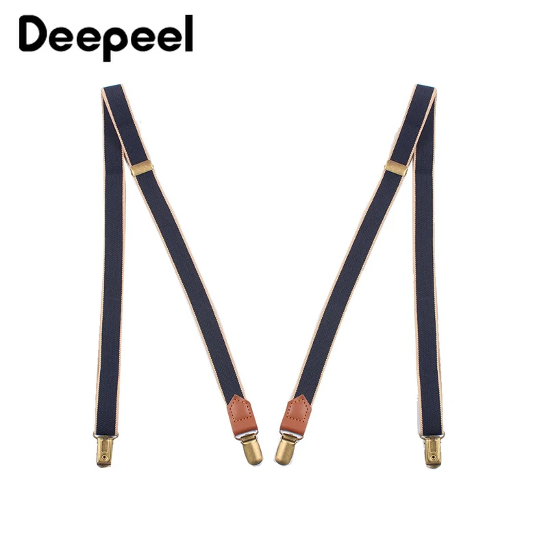 

1pair 2*110cm Men's Striped Suspenders 4 Clips Sling Male Jockstrap with Suit Shirt Adjustable Wide Braces Strap Gifts for Men