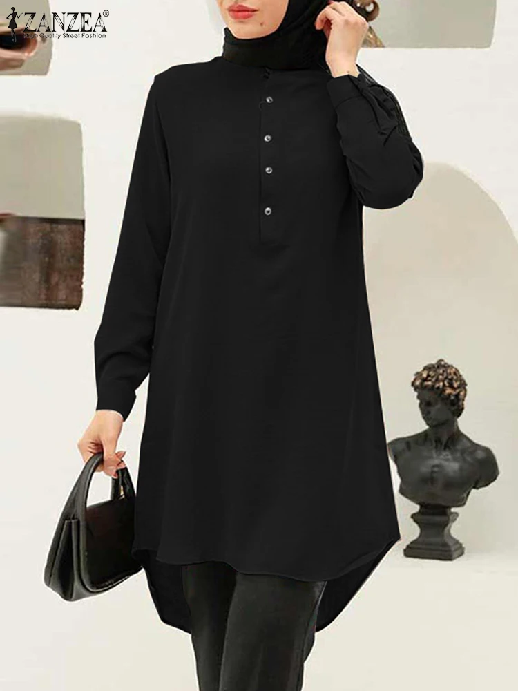 

Женская винтажная Свободная рубашка с воротником-стойкой и длинным рукавом