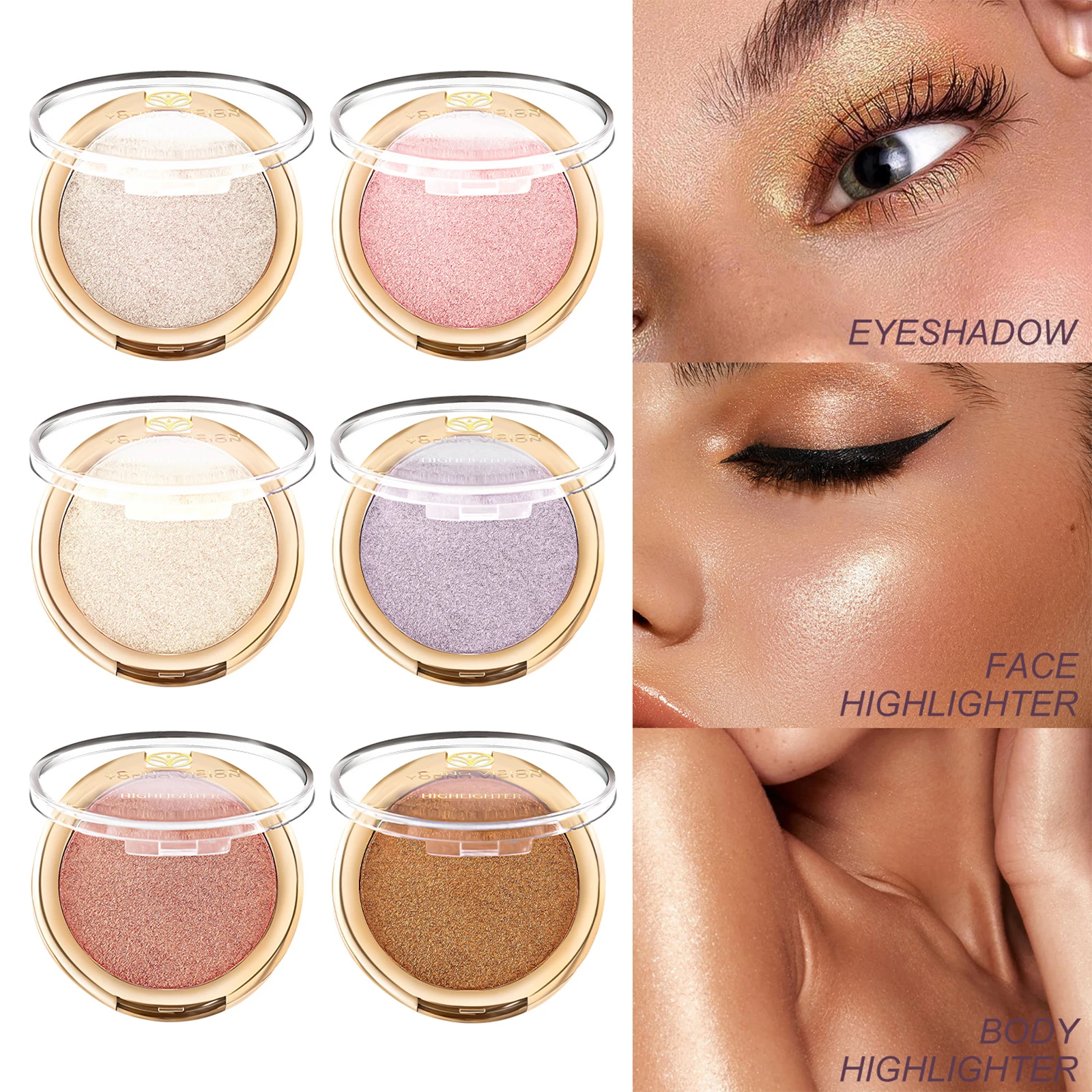 

Face Highlighter Palette Shimmer Glitter Highlight Contouring Palette Natural Shiny Contour Makeup Illuminator Skin Brighten