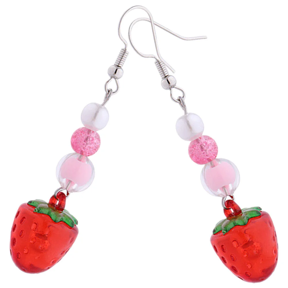 1 Pair Strawberry Earring Fruit Strawberry Resin Earrings Dangle Earrings Women Earrings