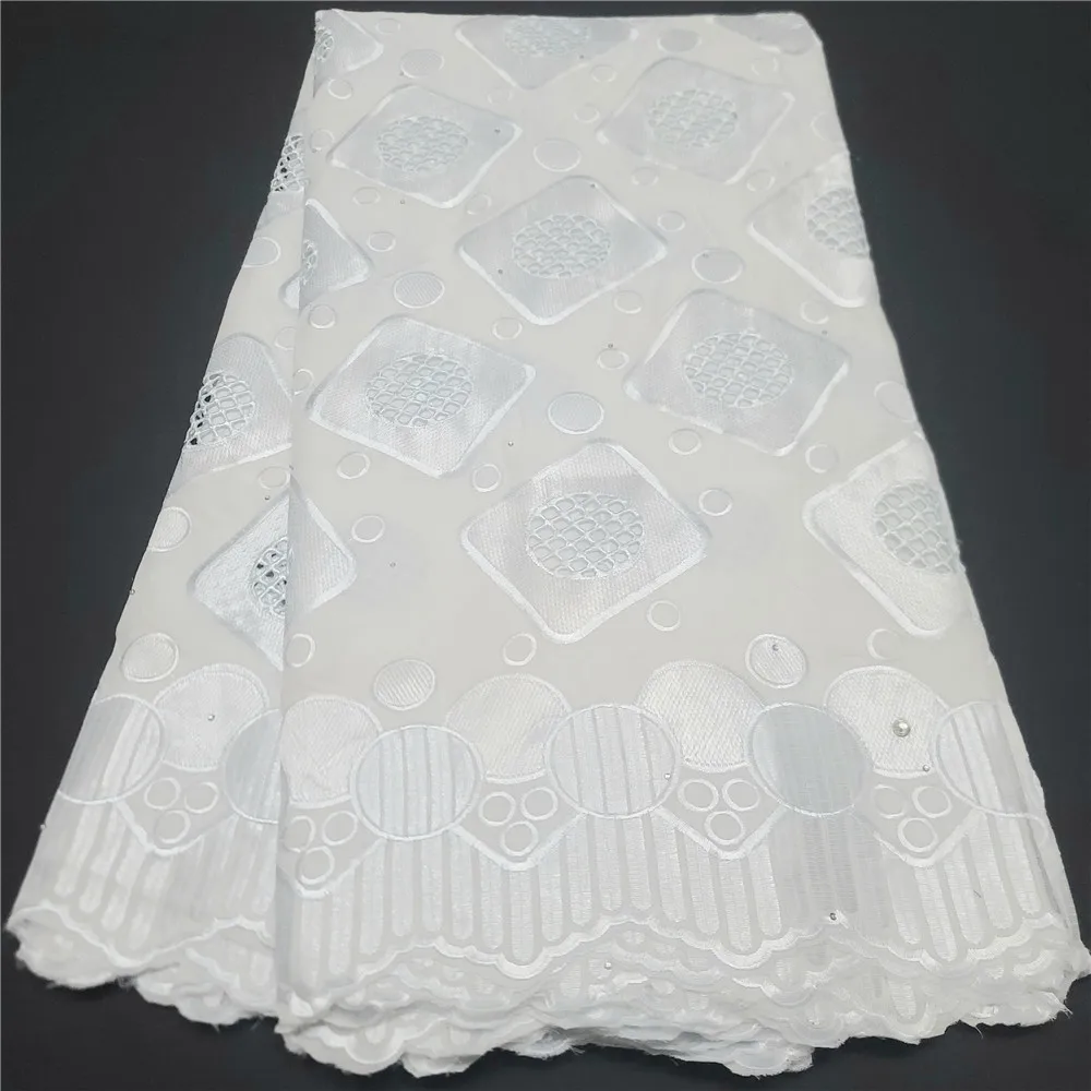 

Nigeria High Quality New 100% Cotton 5 Yard Swiss Bali Yarn Cotton White Fabric Elegant Ladies Party Dress Sewing A027