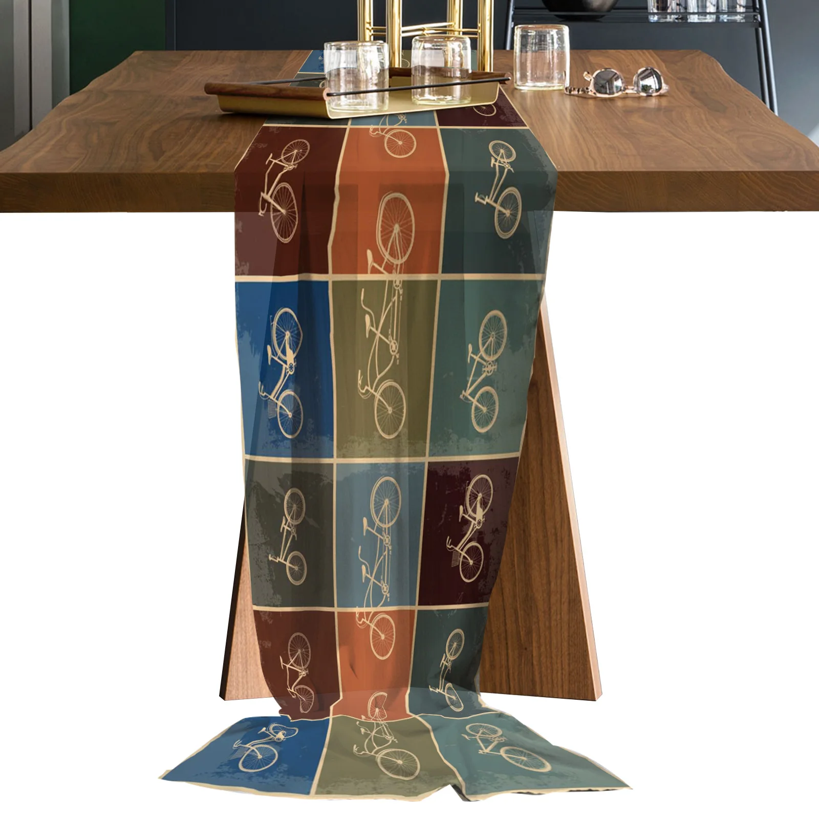 

Retro Style Bicycle Color Chiffon Table Runners Wedding Party Decor Tablecloth Gauze Table Runner for Home Coffee Table
