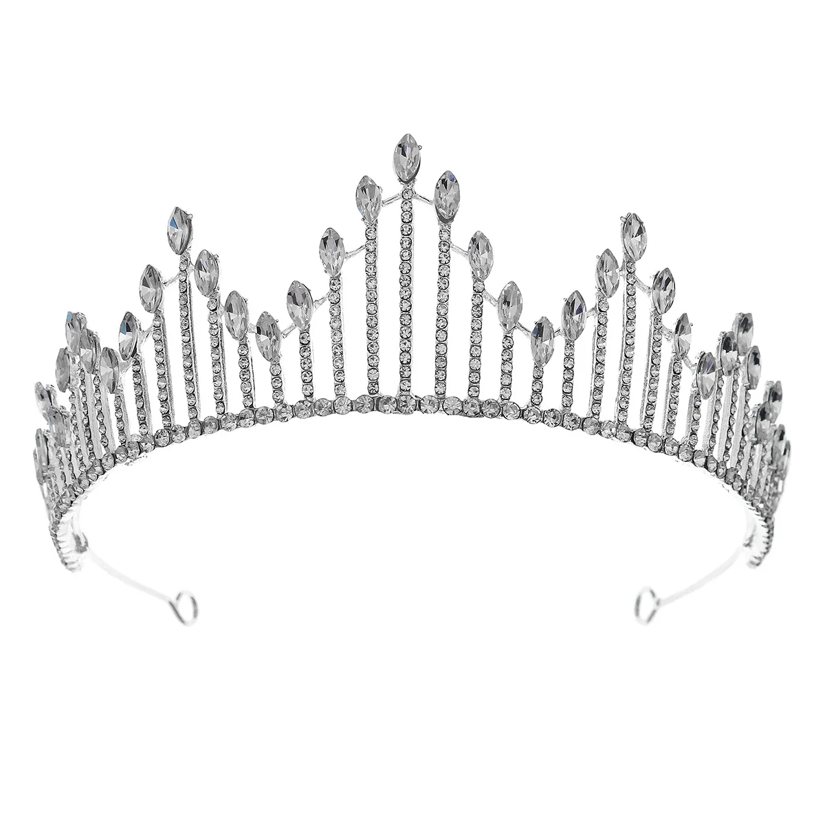 

Classic Bride Champagne Wedding Crown Hair Accessories Full Rhinestone Bridesmaid Headdress Crown Queen Tiara Party Hair jewelry