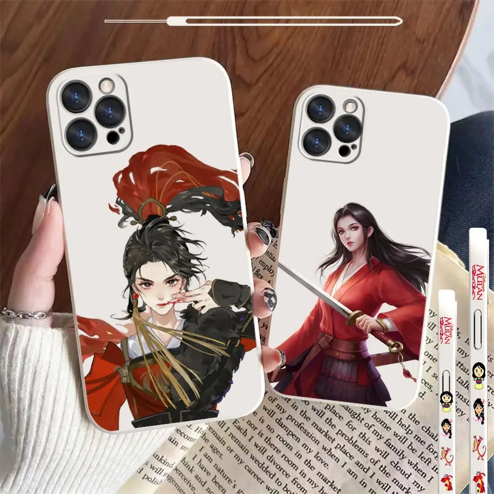 

Anime Mulan Film Phone Case For Apple iPhone 14 13 12 11 Pro Max Mini X XS XR SE 7 8 Plus Liquid Silicone Left Rope Cover Fundas