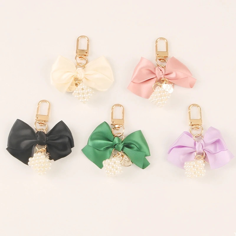 Kawaii металлический брелок милый атласный бант жемчужный магический куб для