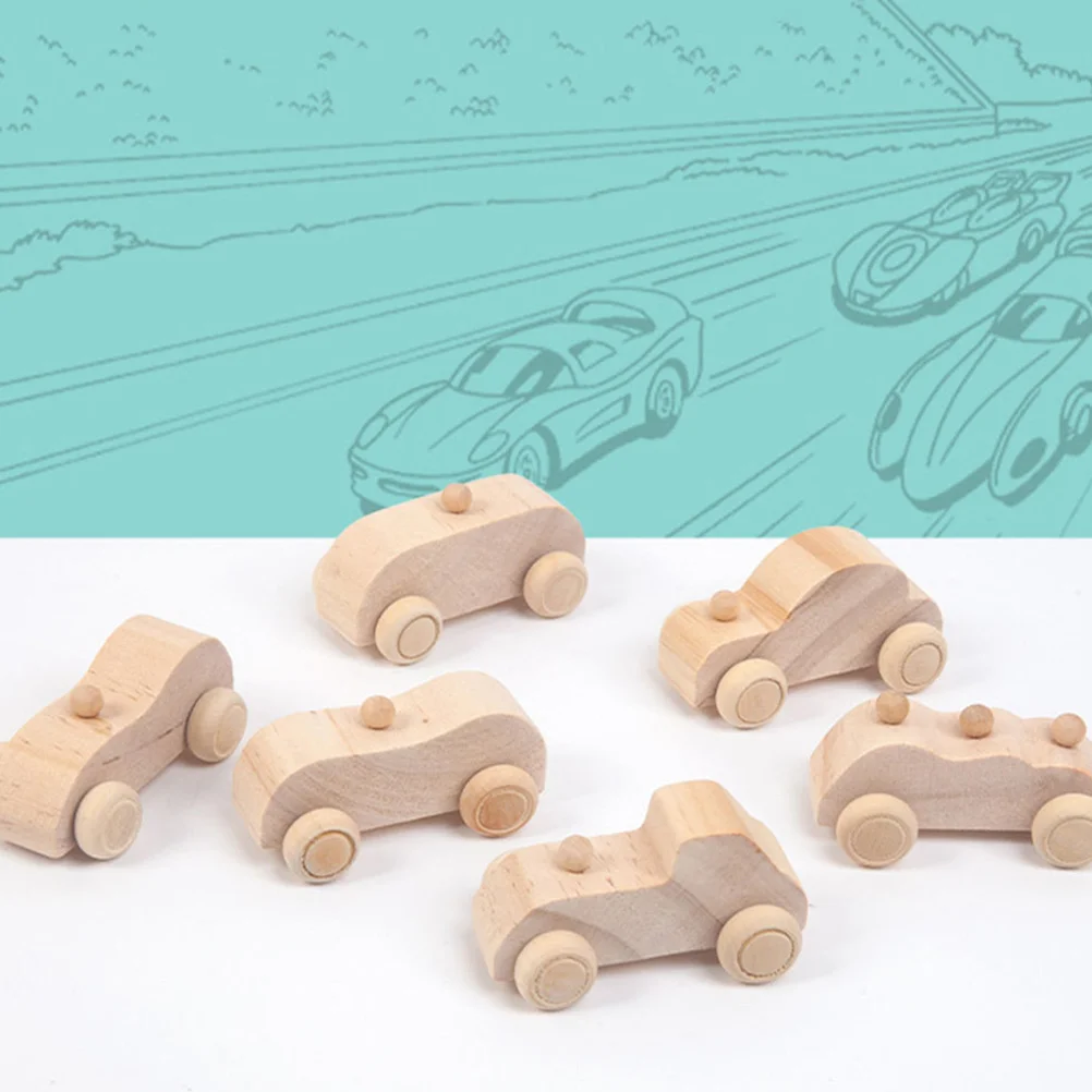 

12pcs Kindergarten Use Kids Graffiti Toys Wooden Car Model Unfinished Paintable Car Toys