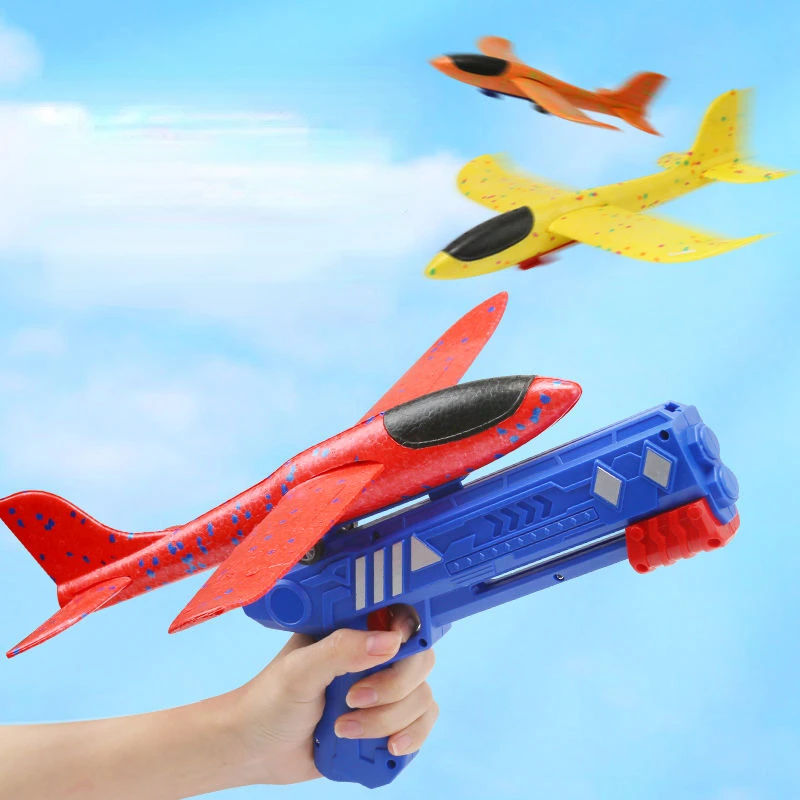 

Airplane Launcher Toy Children Bubble Catapult Plane Catapult Gun Outdoor EPP Foam Airplane Launcher Shooting Game Toy for Kids