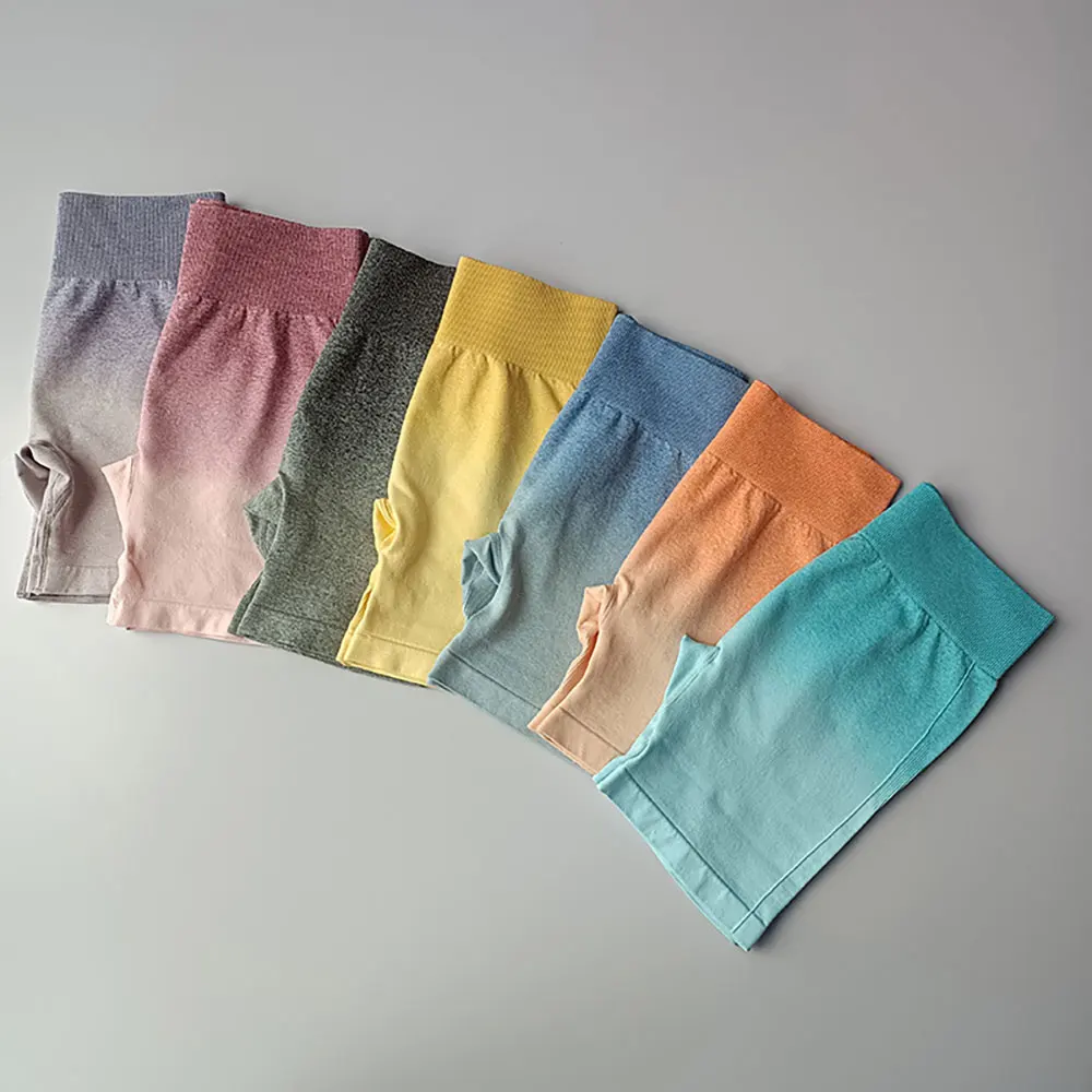 

Summer Gym Shorts Women Workout Leggings High Waist Ombre Yoga Running Sport Shorts Push Up Hip Super Stretchy Fitness Short