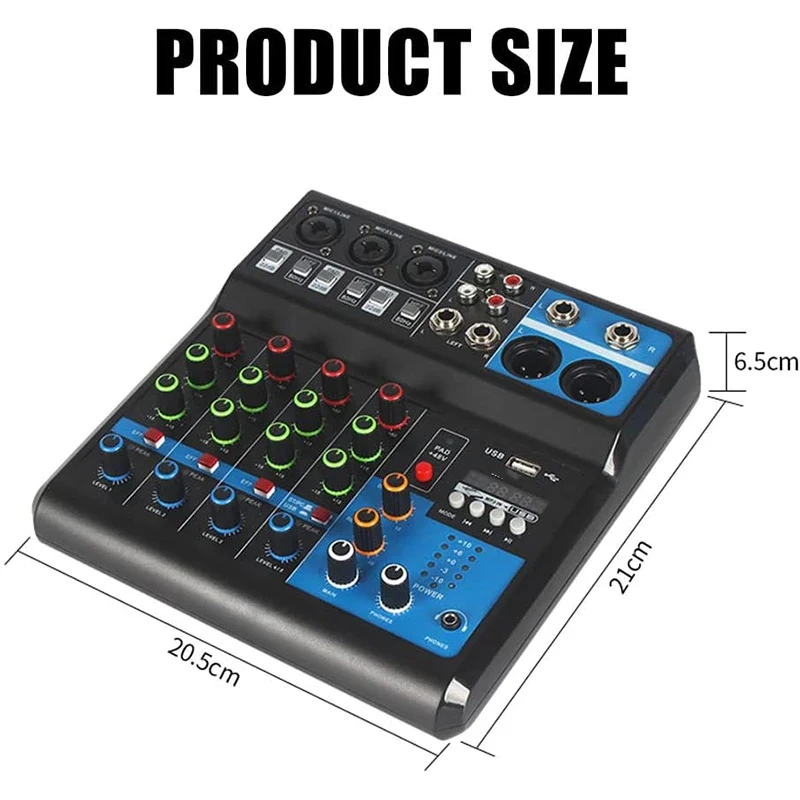 DJ Mixer Console 5-Channel USB Record PC Playback 48V Phantom Power Aux Paths Plus Effects Processor USB DJ Mixer for Live Party enlarge