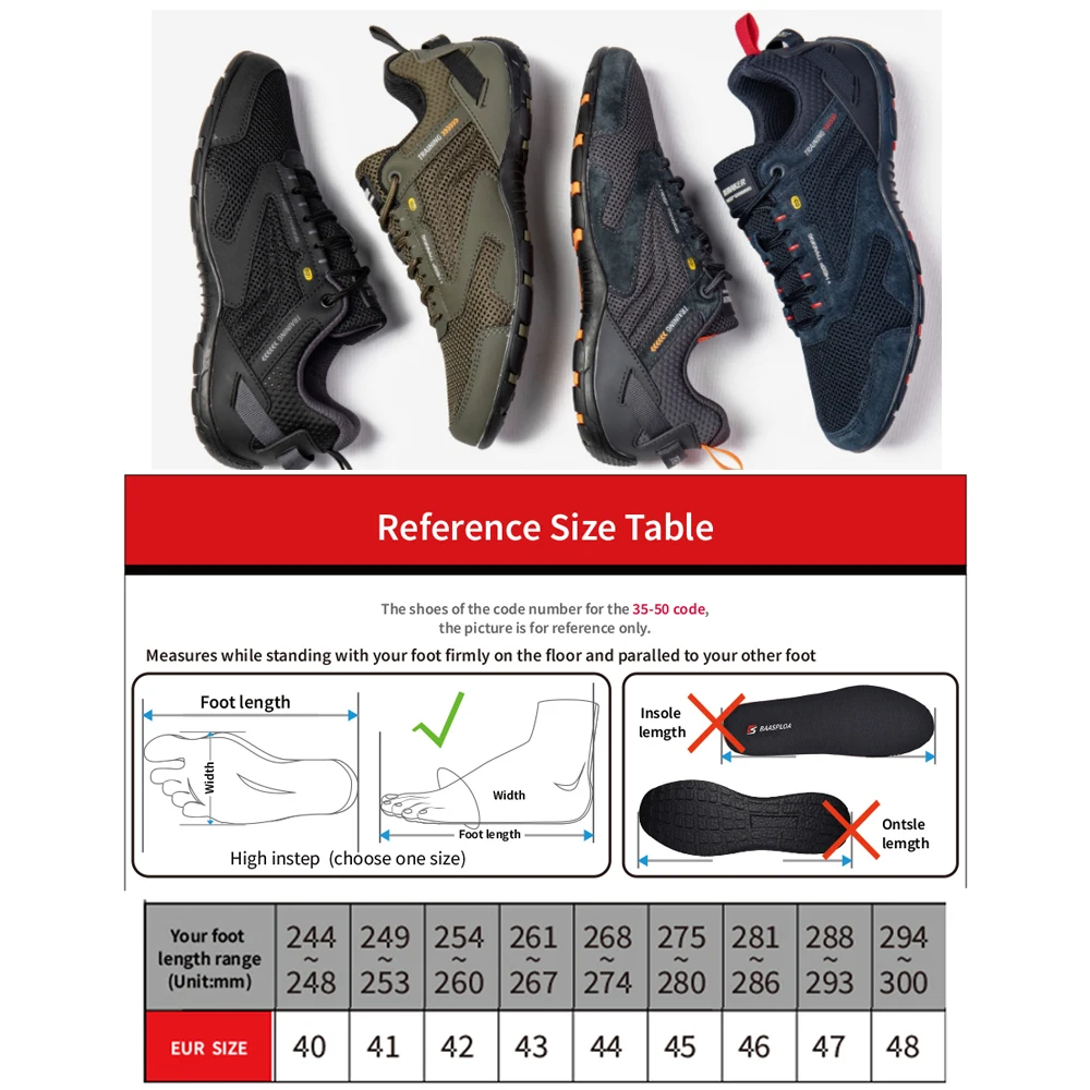 Baasploa Men Hiking Shoes 2023 New Outdoor Sneakers Mesh Breathable Non-Slip Wear-Resistant  Men Lightweight Sport Shoes