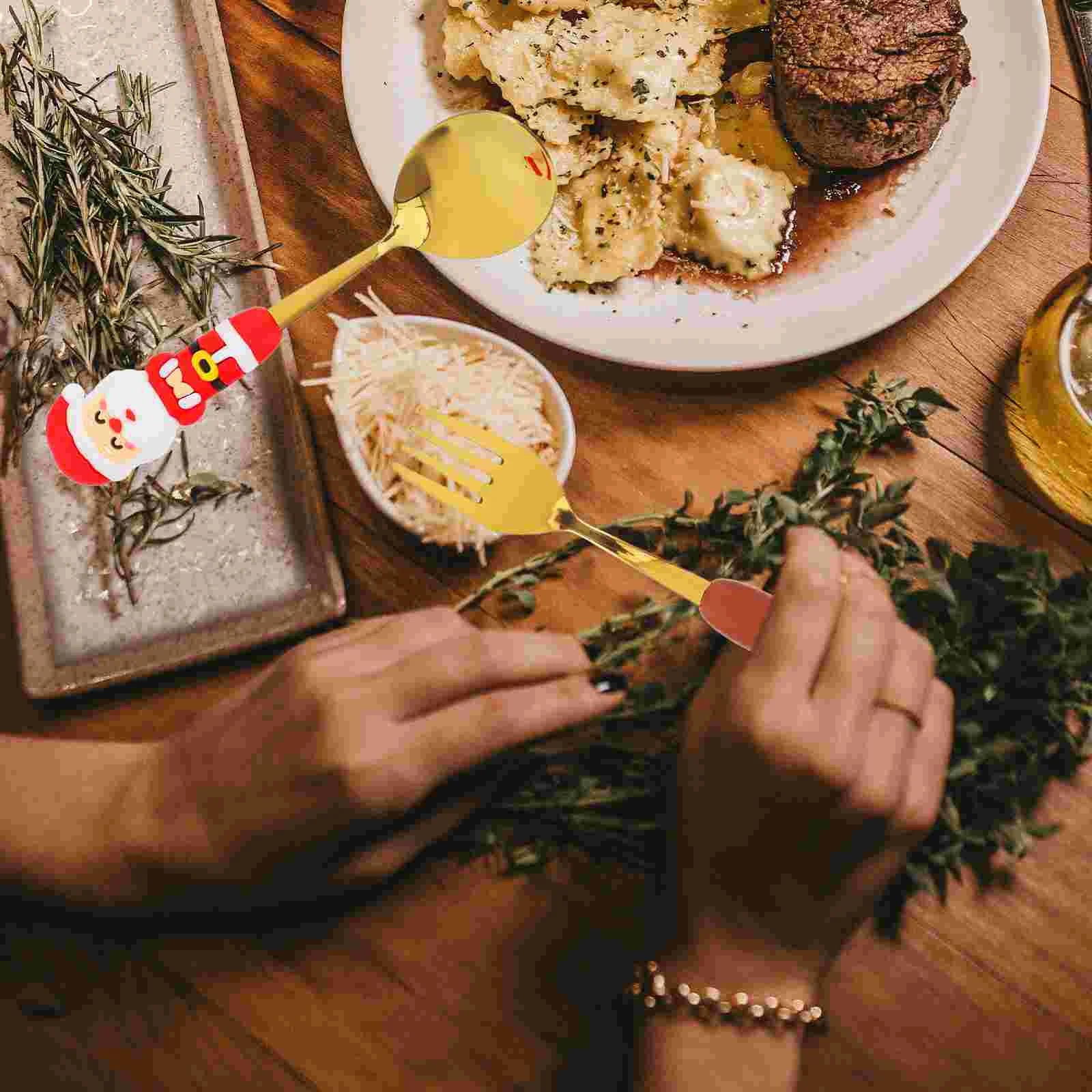 Чайные ложки Рождественская вилка и набор для смешивания кофе Лед Крошечное